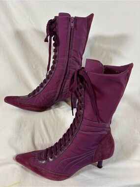 VTG Fornarina Y2K Archival Sneaker Boots Purple Kitten Heel Italian Cyber Sz 5